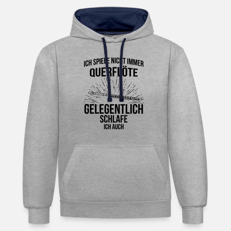 Querflöte Querflötenspieler Querflötist - Kontrast-Hoodie - Grau meliert/Navy