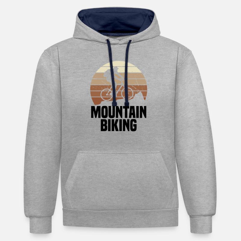 VTT Cyclisme Vélo Cyclisme - Sweat à capuche contrasté - gris chiné/bleu marine