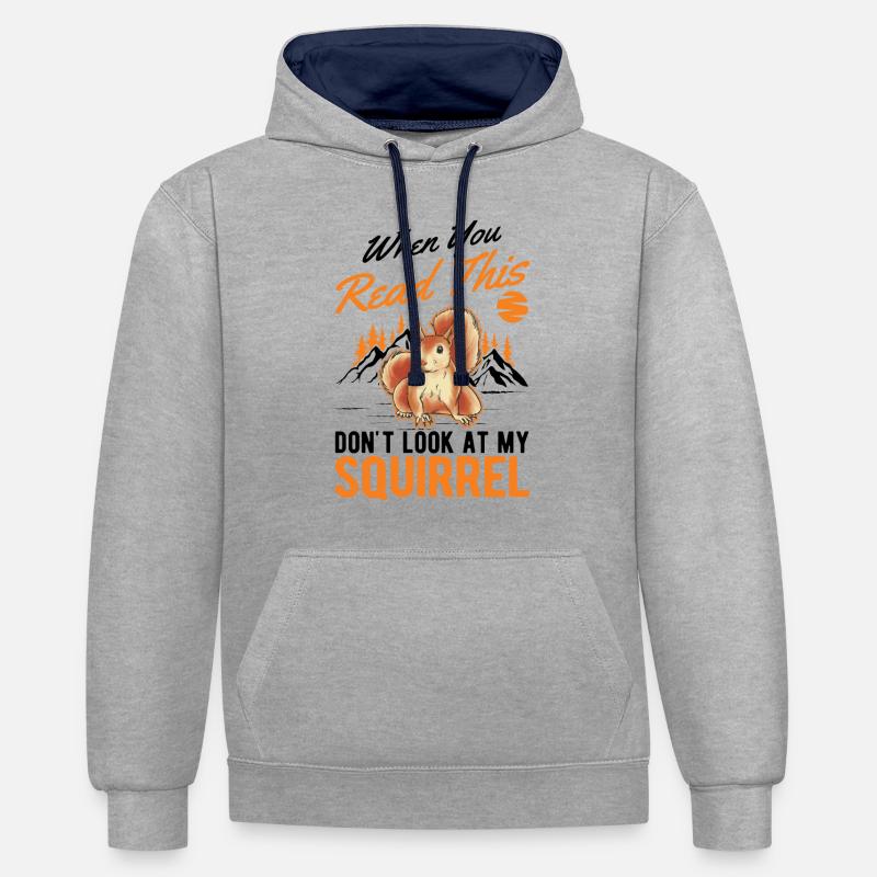 Eichhörnchen Geschenk Grauhörnchen Squirrel - Kontrast-Hoodie - Grau meliert/Navy
