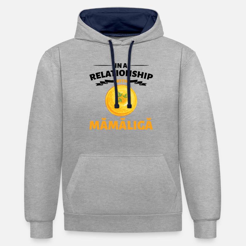 En relation avec Mamaliga - Sweat à capuche contrasté - gris chiné/bleu marine