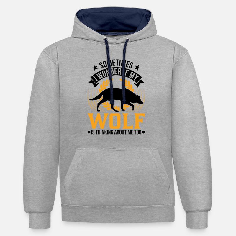Wolf Lover Gift Wolf Pack - Contrast hoodie - heather grey/navy