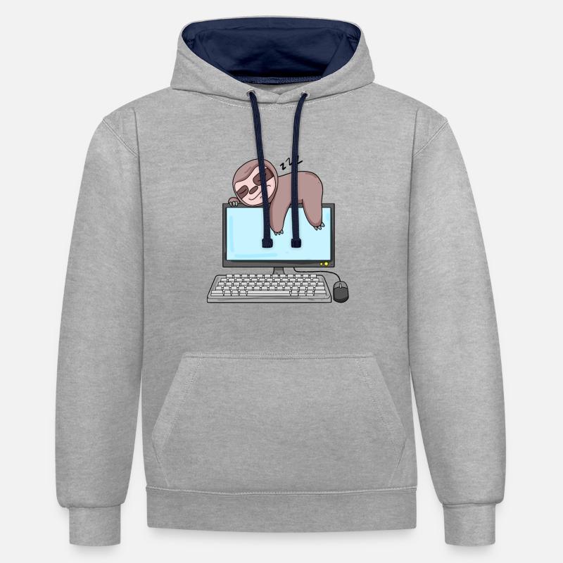 Computer Nerd Programmierer Geschenk - Kontrast-Hoodie - Grau meliert/Navy