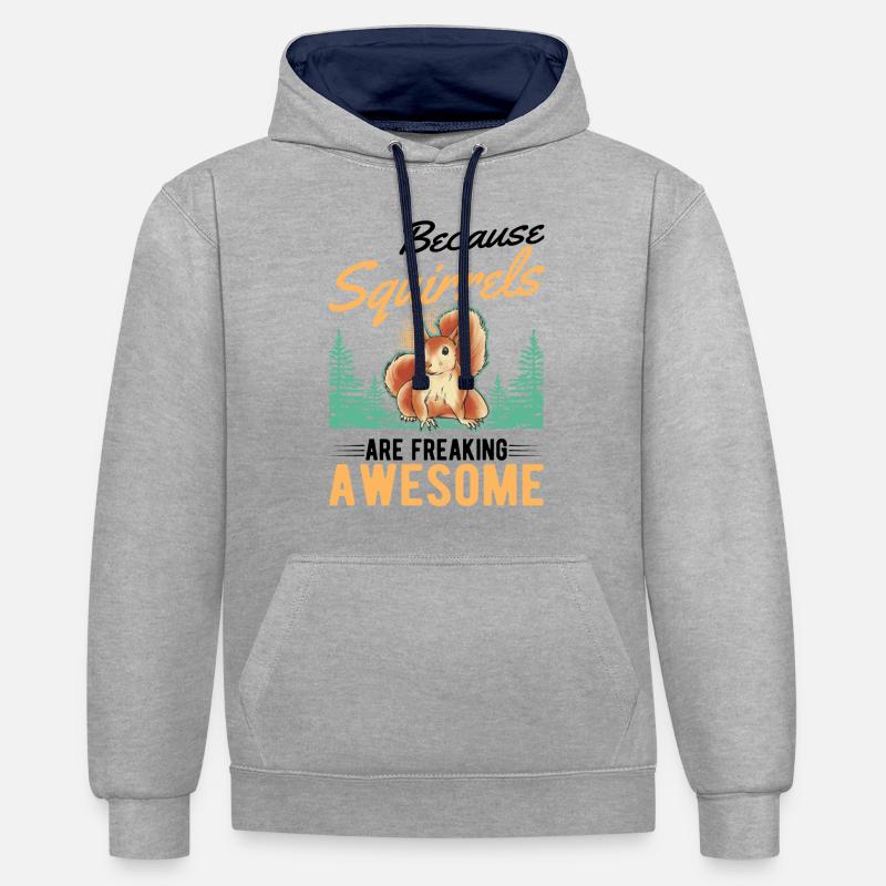 Eichhörnchen Geschenk Squirrel Grauhörnchen - Kontrast-Hoodie - Grau meliert/Navy