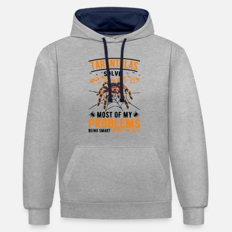 Tarantel Geschenk Spinne Tarantula - Kontrast-Hoodie - Grau meliert/Navy