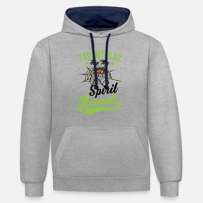 Tarentule Araignée Animale Tarentule - Sweat à capuche contrasté - gris chiné/bleu marine