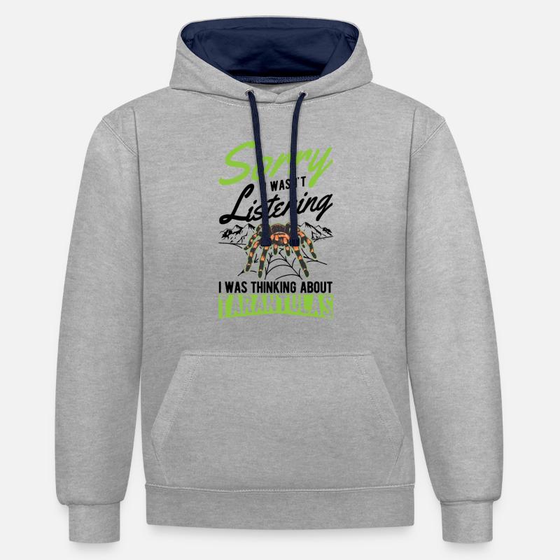 Tarentule Cadeau Araignée Tarentule - Sweat à capuche contrasté - gris chiné/bleu marine