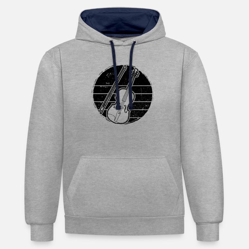 Violon Violoniste Violoniste - Sweat à capuche contrasté - gris chiné/bleu marine