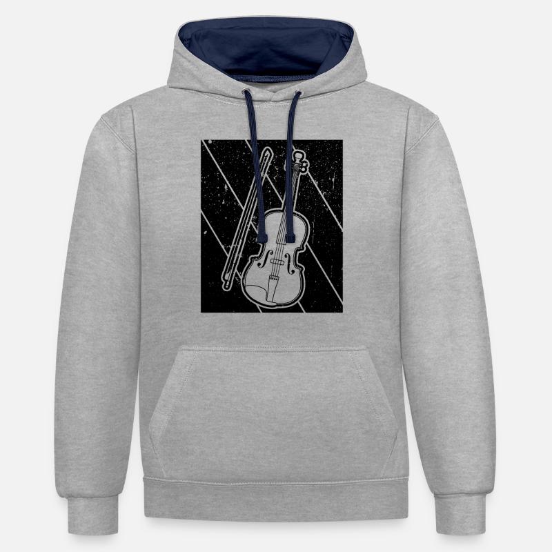 Violon Violoniste Violoniste - Sweat à capuche contrasté - gris chiné/bleu marine