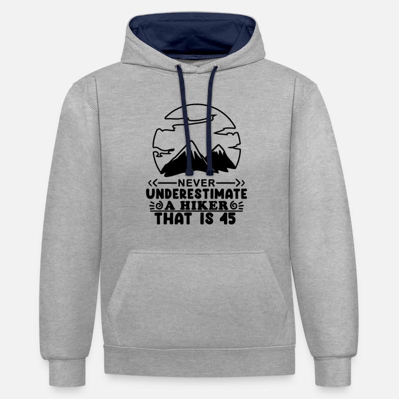 Cadeau de 45 ans - Sweat à capuche contrasté - gris chiné/bleu marine