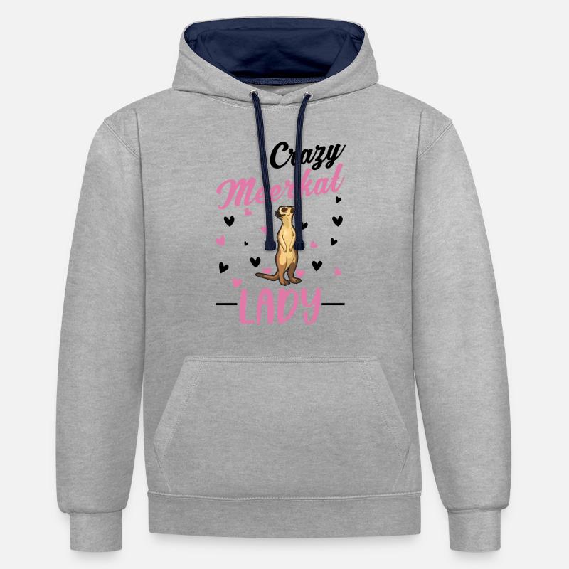 Crazy Meerkat lady Erdmännchen - Sweat à capuche contrasté - gris chiné/bleu marine