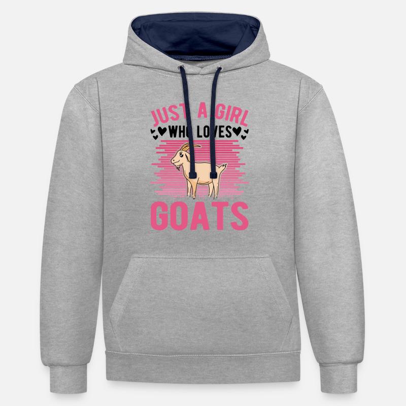 Chèvres Filles Chèvre Hôte Chèvre - Sweat à capuche contrasté - gris chiné/bleu marine