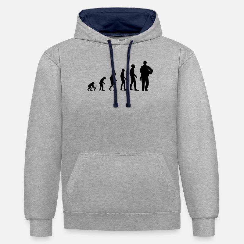 Postbote Evolution Zusteller Briefträger Geschenk - Kontrast-Hoodie - Grau meliert/Navy