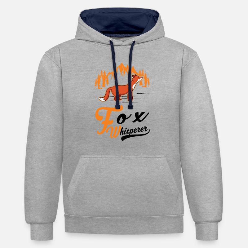 Fuchsflüsterer Fox Whisperer Fuchs - Sweat à capuche contrasté - gris chiné/bleu marine