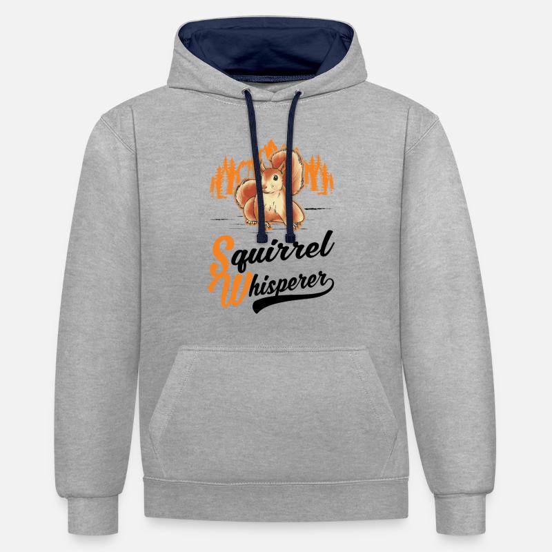 Eichhörnchen Flüsterer Écureuil Whisperer - Sweat à capuche contrasté - gris chiné/bleu marine