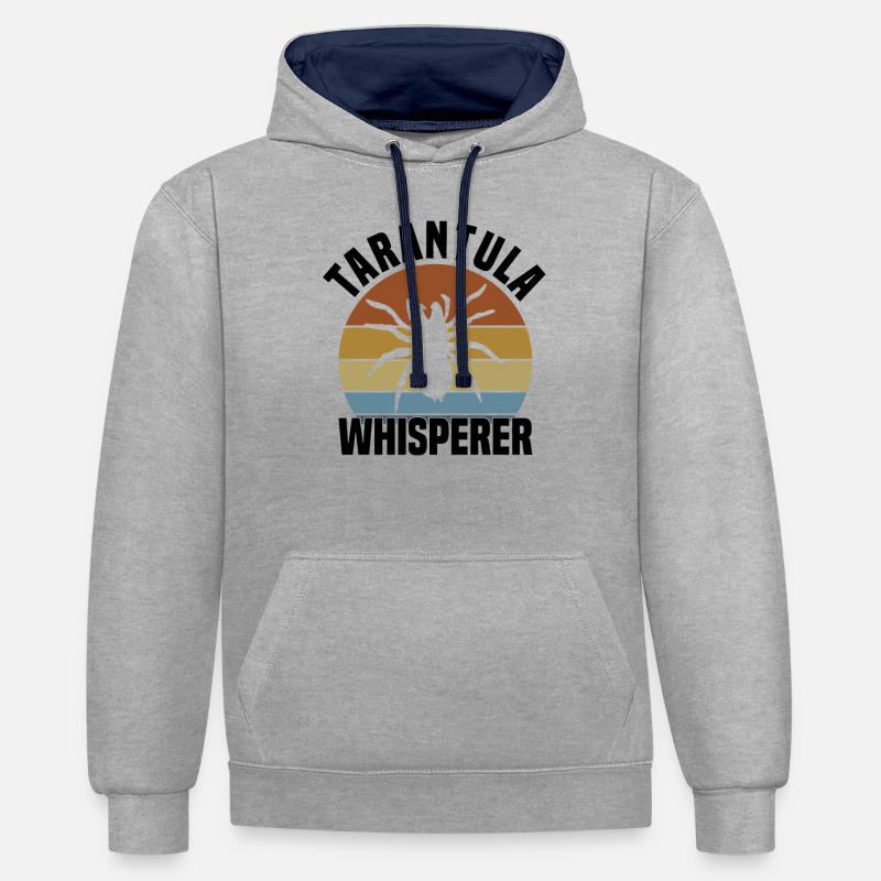 Tarentule Arachnide de compagnie - Sweat à capuche contrasté - gris chiné/bleu marine