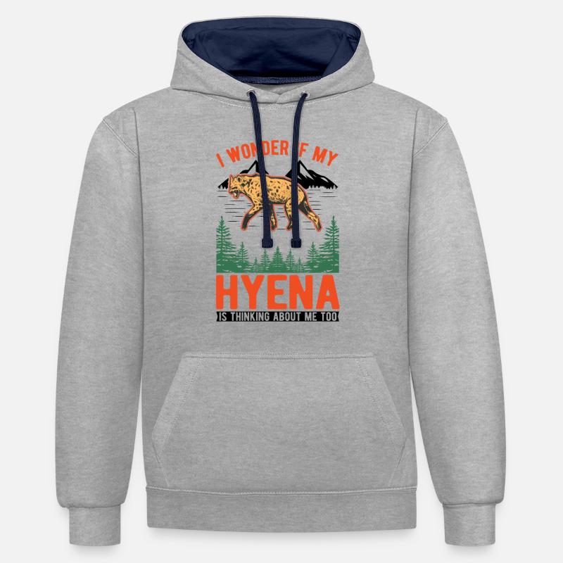 Hyäne Geschenk Erdwolf Hyena - Kontrast-Hoodie - Grau meliert/Navy