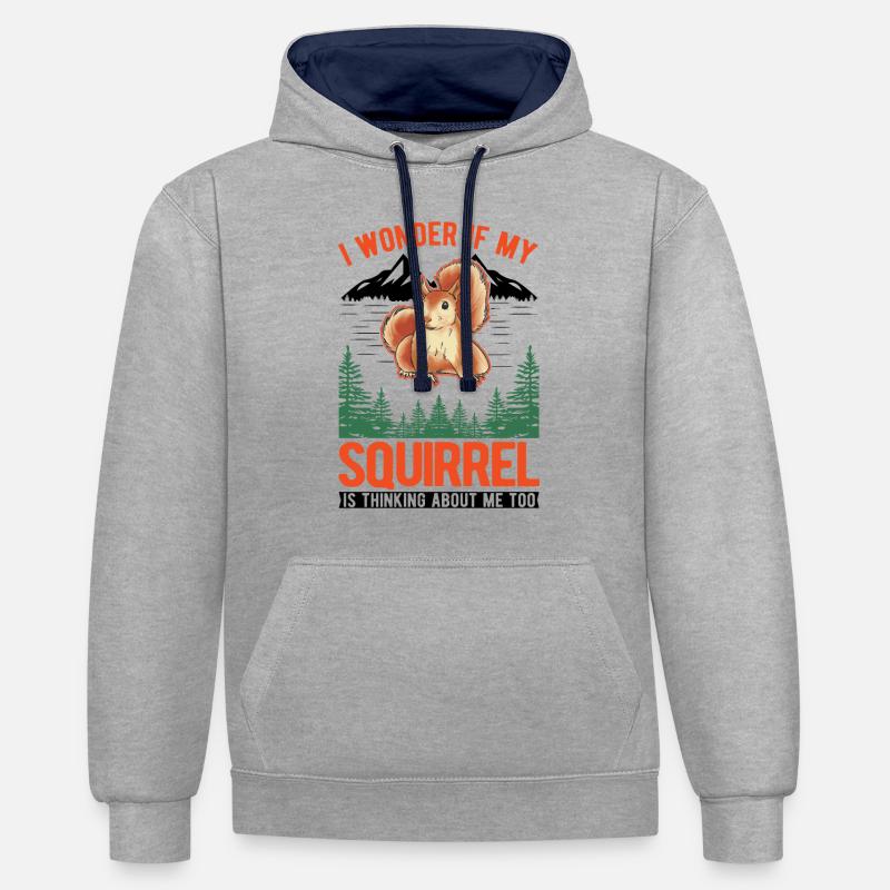 Squirrel Gift Grey Squirrel - Contrast hoodie - heather grey/navy