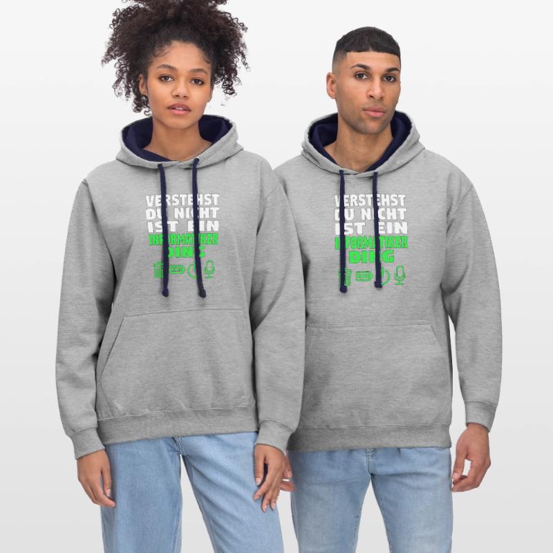 Informatik Computer Programmierer Entwickler Coder Kontrast-Hoodie