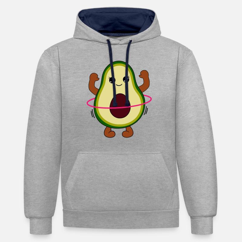 Avocat avec Hulahooping Cadeau - Sweat à capuche contrasté - gris chiné/bleu marine