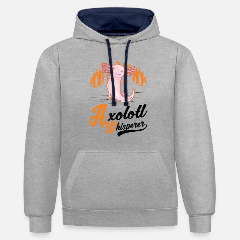 Axolotl Flüsterer Axolotl Whisperer - Sweat à capuche contrasté - gris chiné/bleu marine