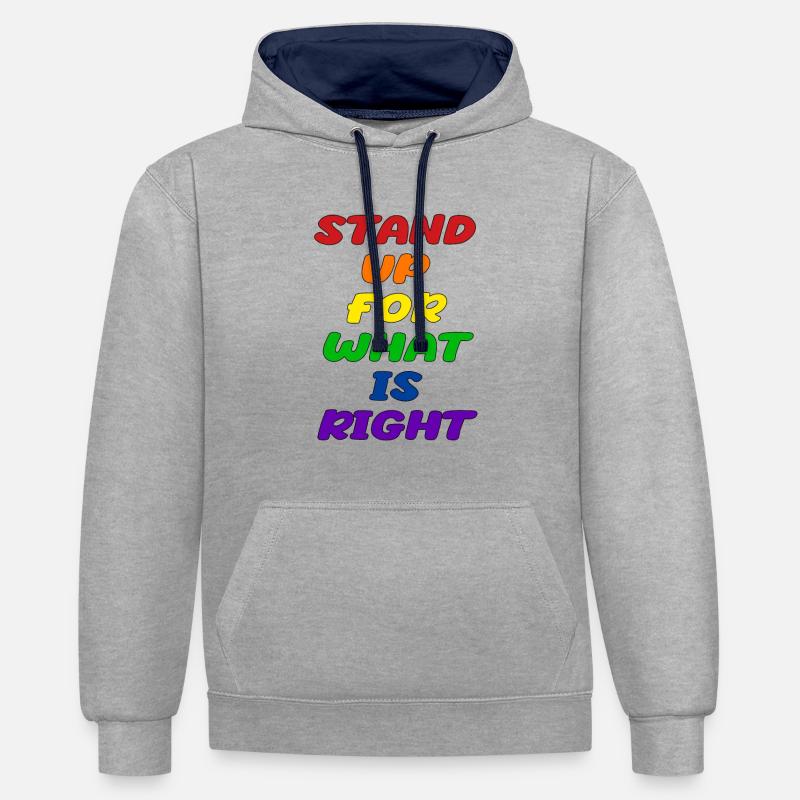 Déclaration LGBT de la fierté - Sweat à capuche contrasté - gris chiné/bleu marine