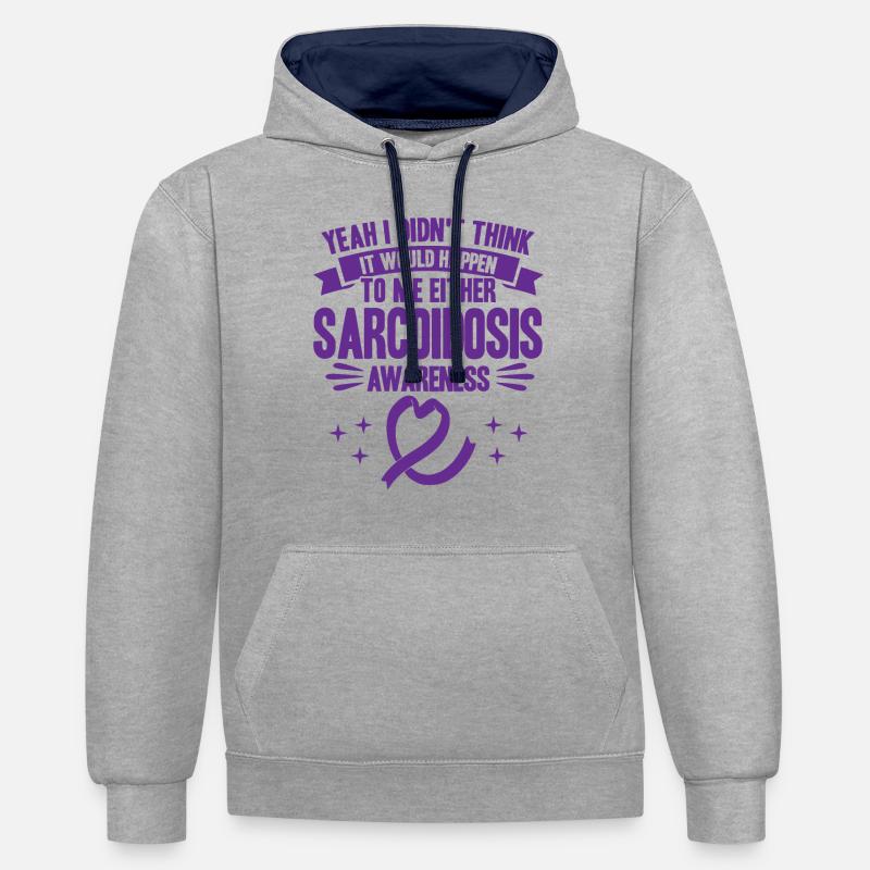 Sarcoïdose Combattant Sarcoïdose Sensibilisation Sarkoido - Sweat à capuche contrasté - gris chiné/bleu marine