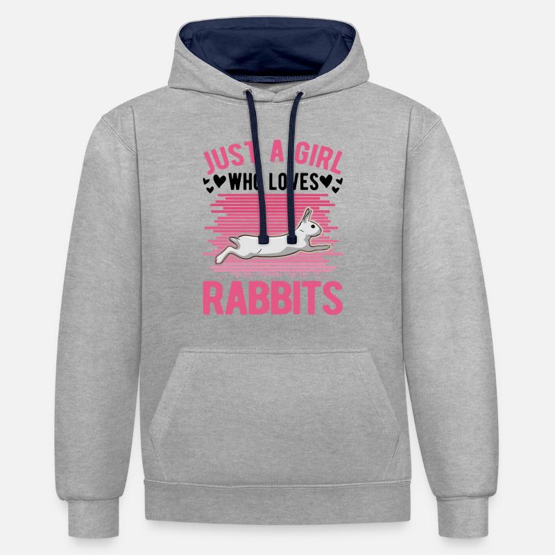 Lapin Lapin Lapin Lapin Lapin - Sweat à capuche contrasté - gris chiné/bleu marine