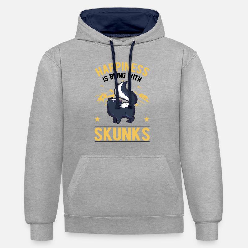 Bonheur de moufette - Sweat à capuche contrasté - gris chiné/bleu marine
