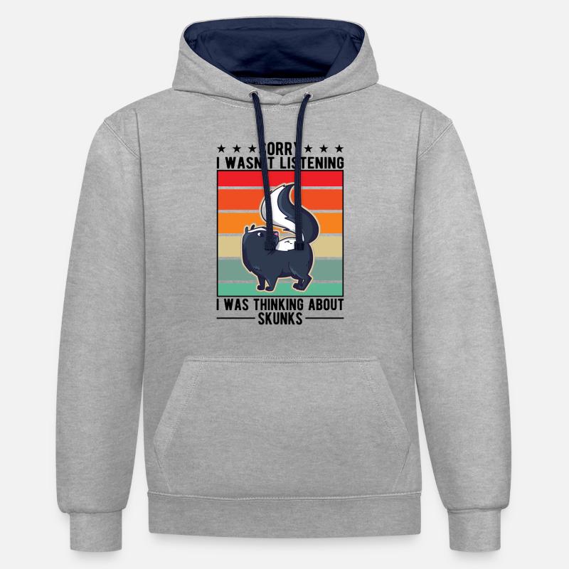 Cadeau Skunk - Sweat à capuche contrasté - gris chiné/bleu marine