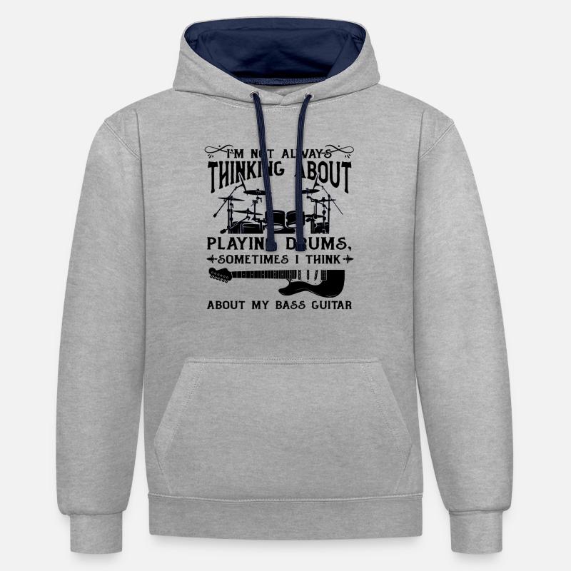 Drum Player Quotes Drummer Quotes - Contrast hoodie - heather grey/navy