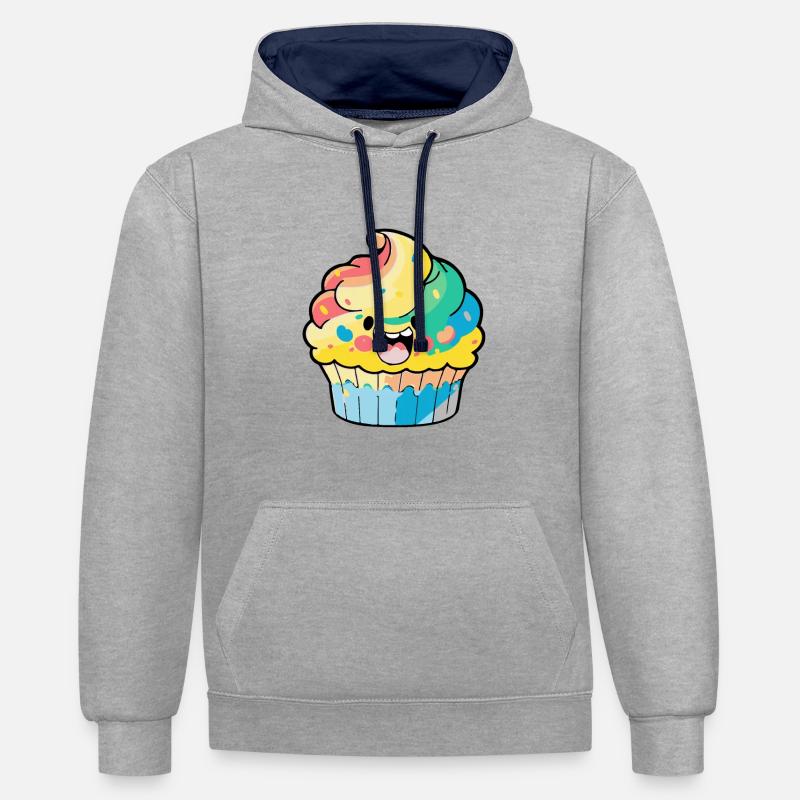 Muffin Comic - Sweat à capuche contrasté - gris chiné/bleu marine
