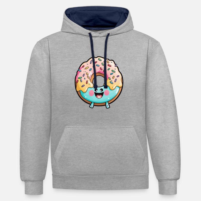 Donut Comic - Sweat à capuche contrasté - gris chiné/bleu marine