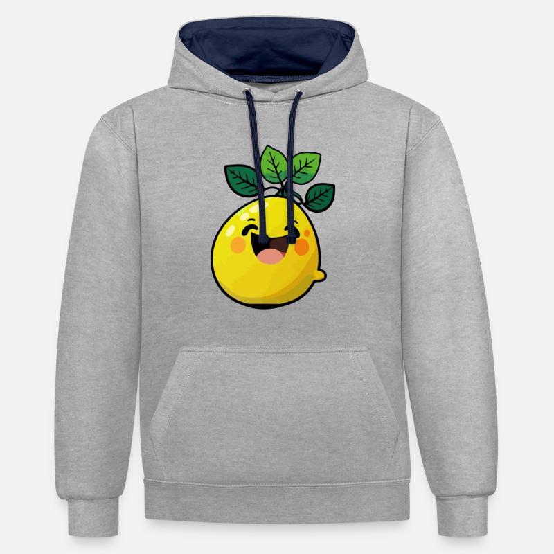 Lemon Comic - Sweat à capuche contrasté - gris chiné/bleu marine