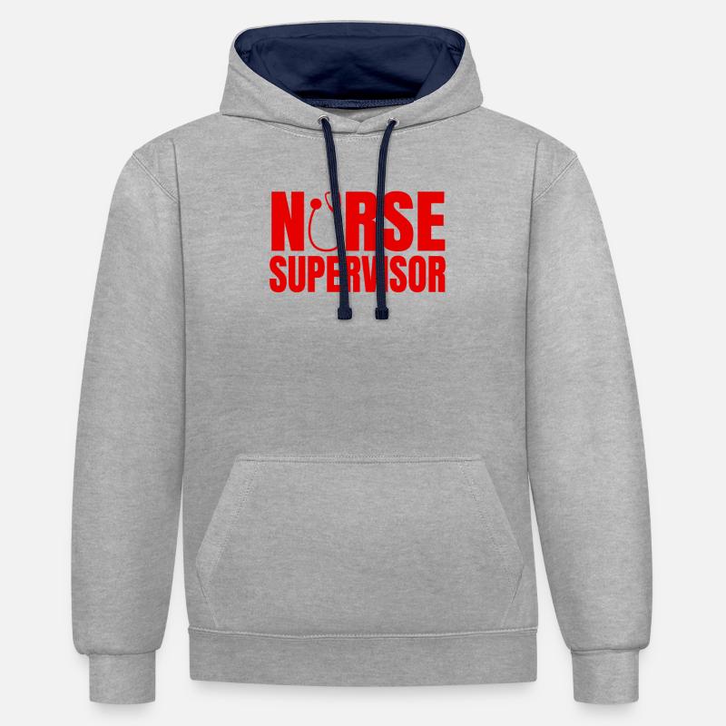 Grande conception de service infirmier - Sweat à capuche contrasté - gris chiné/bleu marine