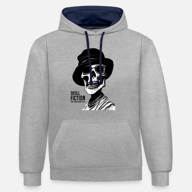 Crâne Fiction Crâne Art - Sweat à capuche contrasté - gris chiné/bleu marine