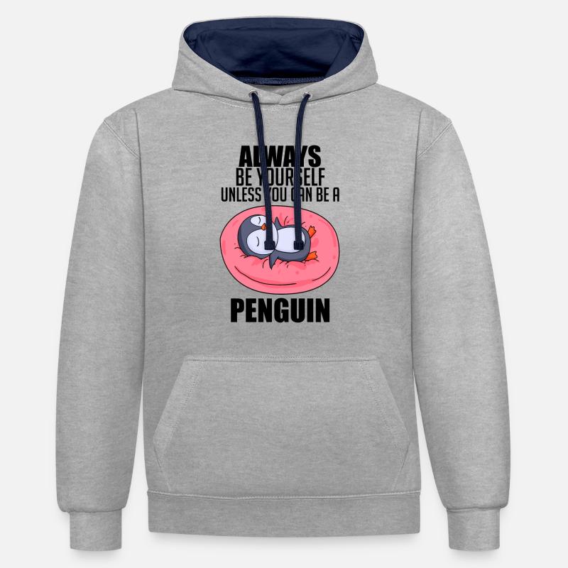 Penguin Penguins Dicton - Sweat à capuche contrasté - gris chiné/bleu marine
