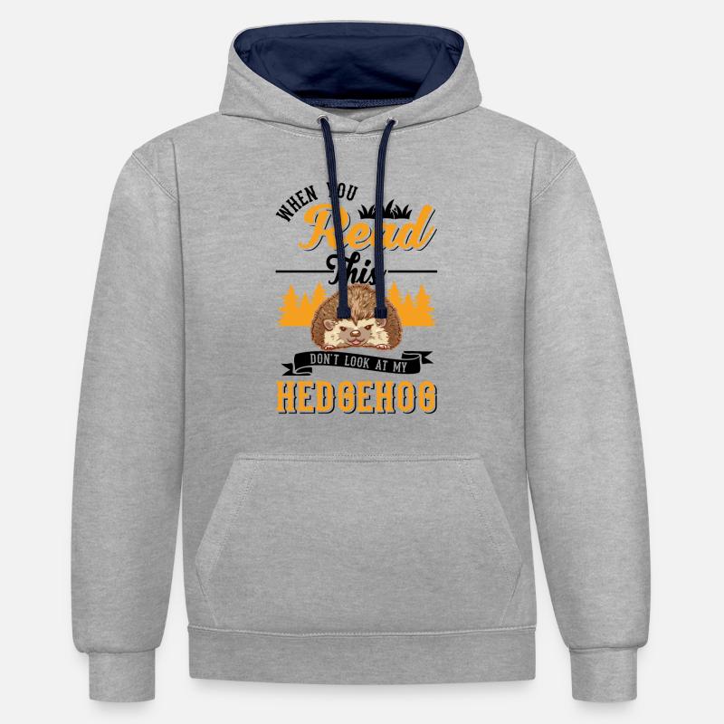 Hérisson Cadeau Stacheligel - Sweat à capuche contrasté - gris chiné/bleu marine