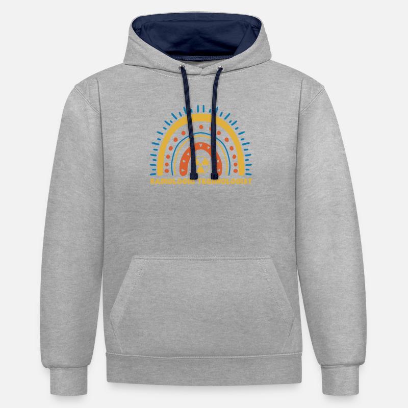 Mignon assistant radiologue arc-en-ciel - Sweat à capuche contrasté - gris chiné/bleu marine