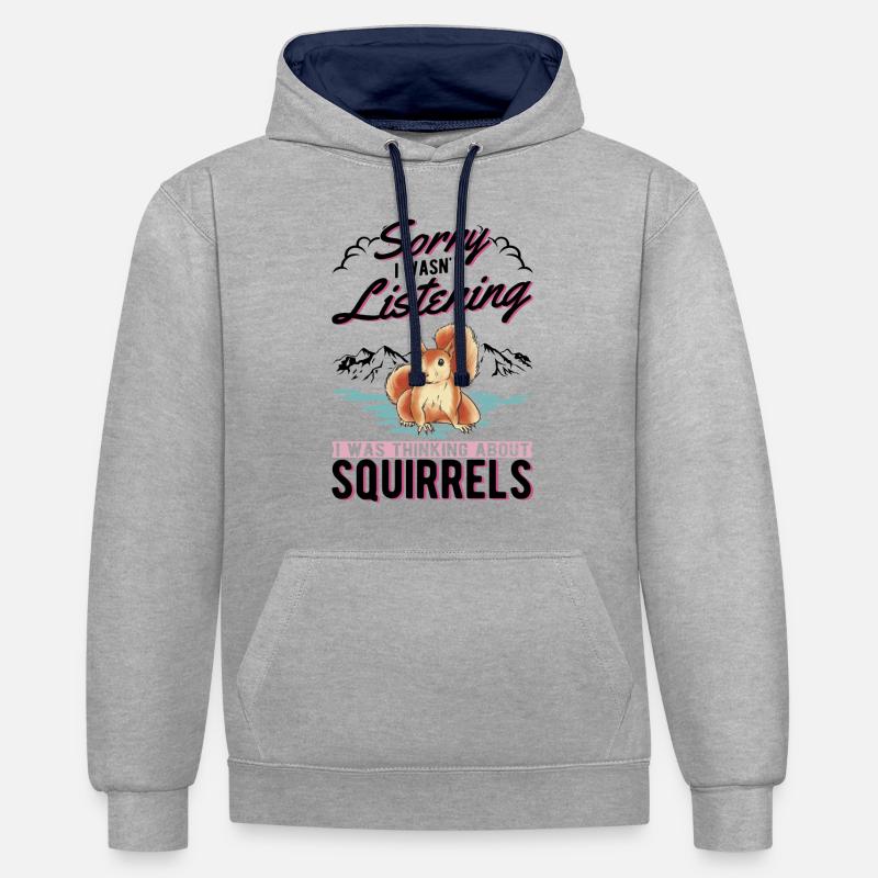 Squirrel Gift Grey Squirrel - Contrast hoodie - heather grey/navy