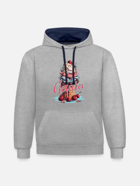 Gelato Eis Eiscreme Eisdiele - Kontrast-Hoodie - Grau meliert/Navy