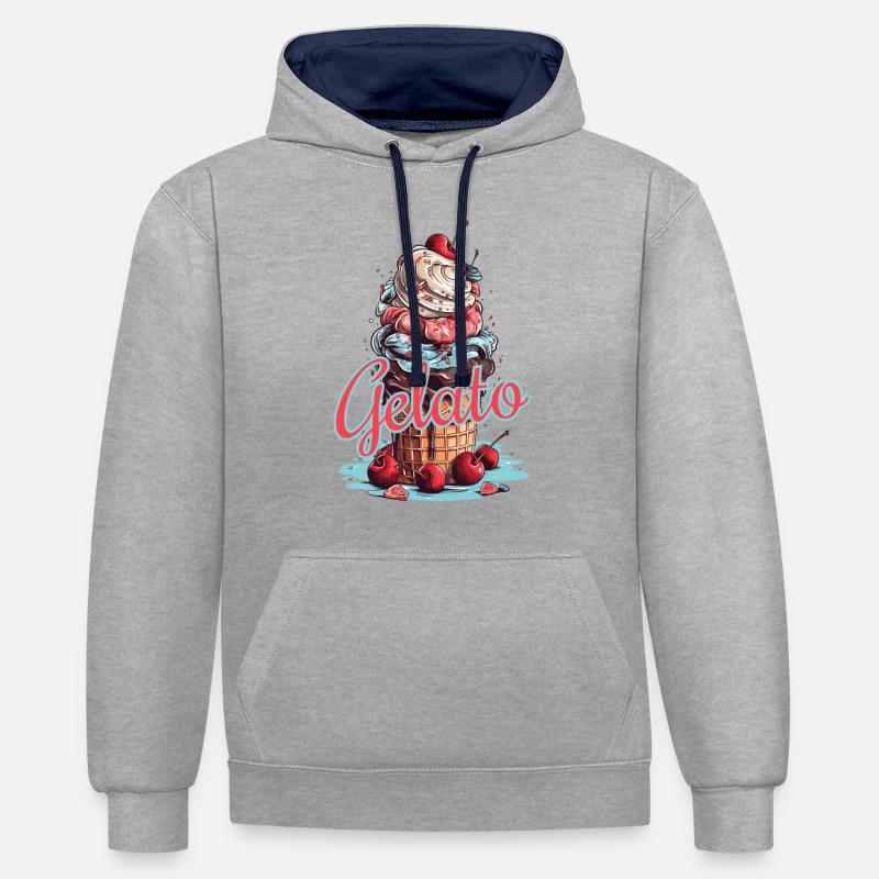 Gelato Eis Eiscreme Eisdiele - Kontrast-Hoodie - Grau meliert/Navy