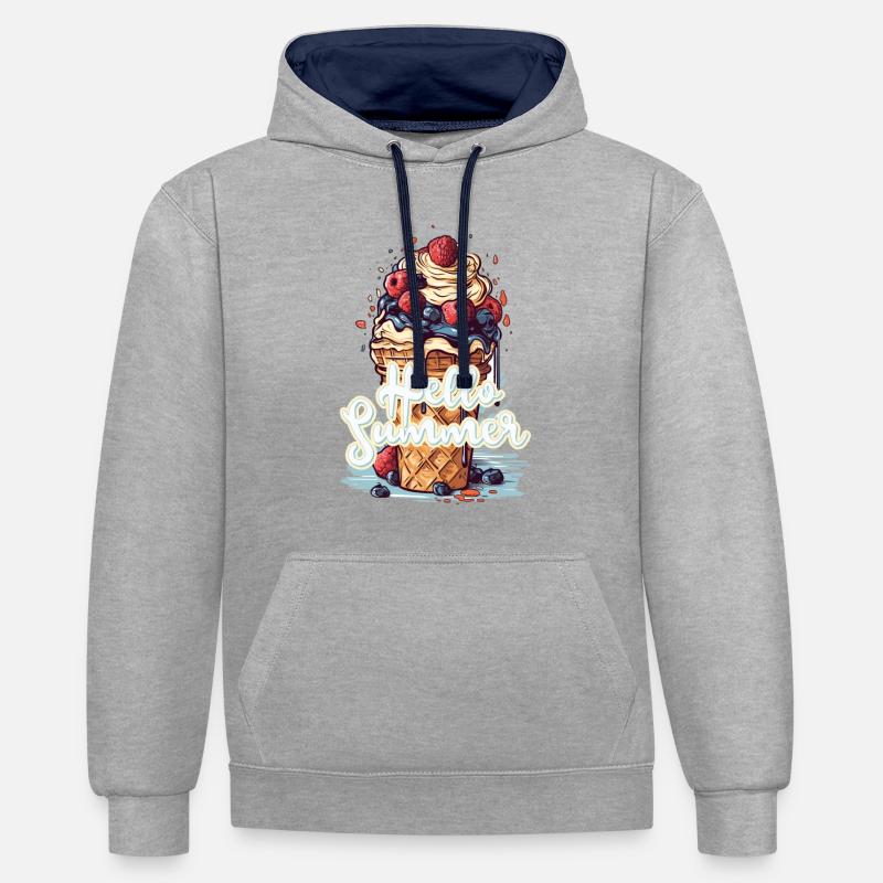 Hello Summer Eis Eiscreme Eisdiele - Kontrast-Hoodie - Grau meliert/Navy