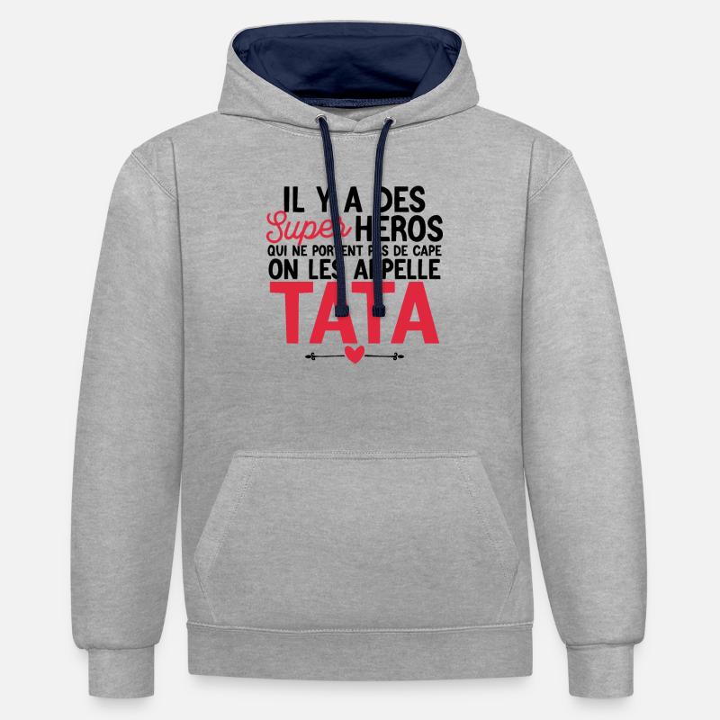 Super-héros Sans Cape - Les Tatas - Sweat à capuche contrasté - gris chiné/bleu marine
