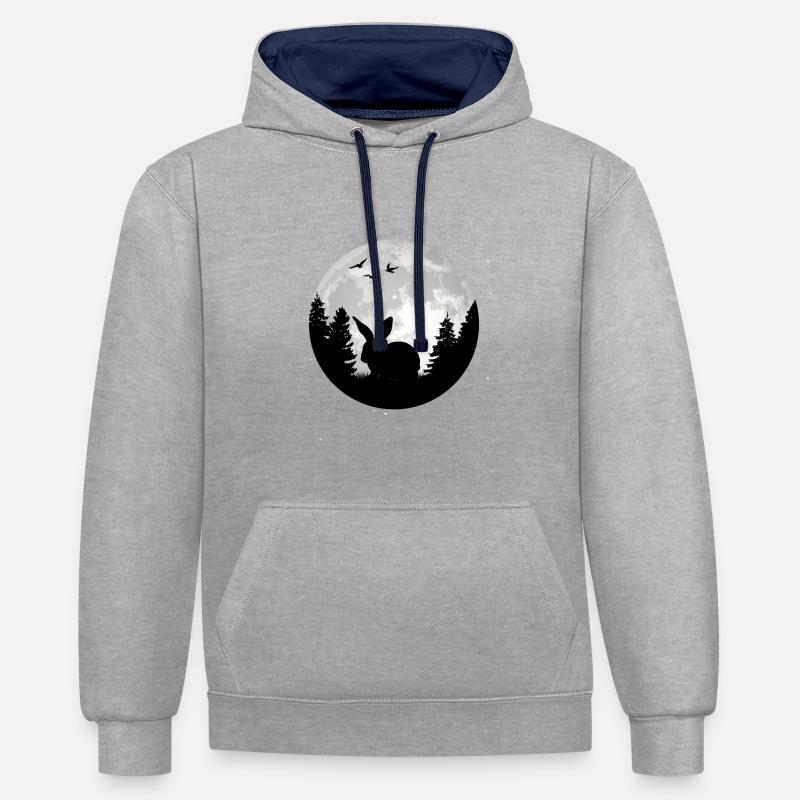 Lapin Lune Lapin Lapin - Sweat à capuche contrasté - gris chiné/bleu marine
