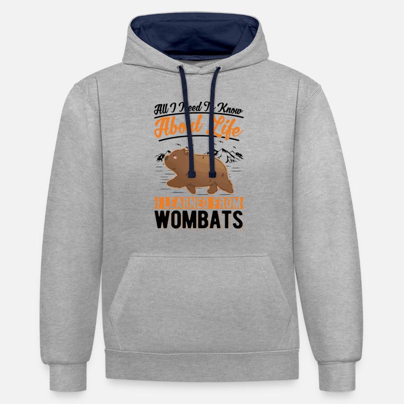 Wombat Australie - Sweat à capuche contrasté - gris chiné/bleu marine