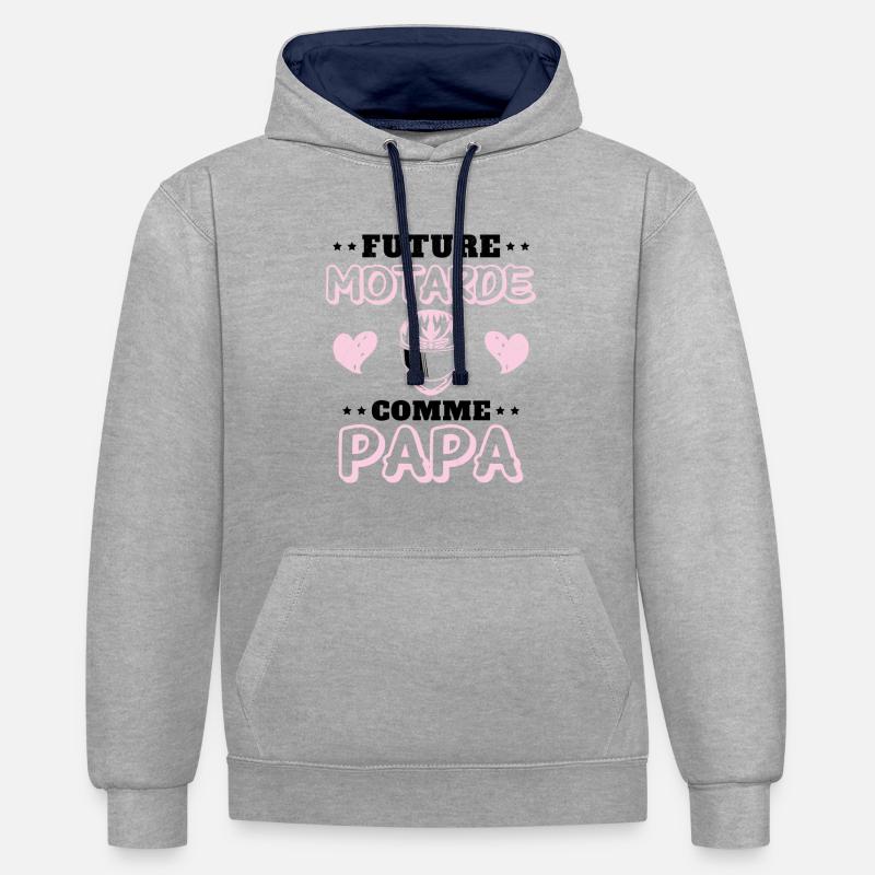 Future Motarde Comme Papa - Sweat à capuche contrasté - gris chiné/bleu marine