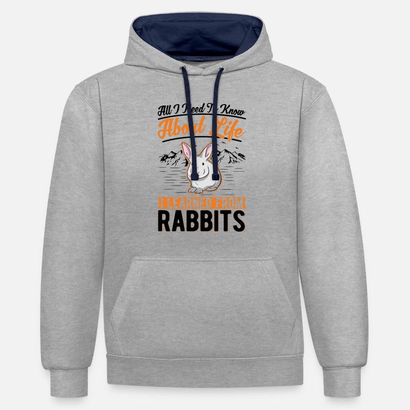 Lapin lapin lapin lapin - Sweat à capuche contrasté - gris chiné/bleu marine