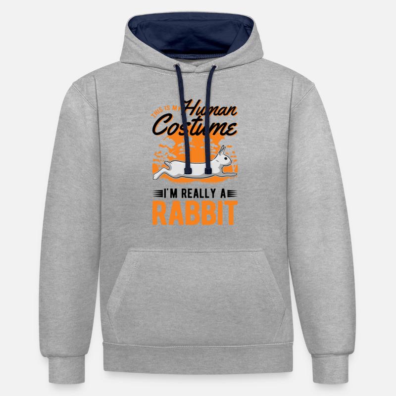 Rabbit Costume Bunny Rabbit Rabbit - Contrast hoodie - heather grey/navy