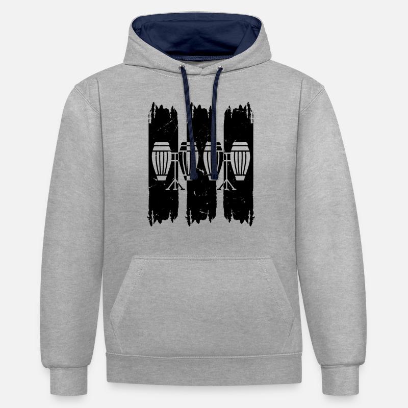 Congas Conga Instruments Conga Drums - Kontrast-Hoodie - Grau meliert/Navy