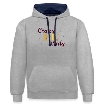 Crazy HR Lady - Personal Der Organisation HR - Kontrast-Hoodie - Grau meliert/Navy - Vorne - Liana (172cm) & Jaron (178cm)